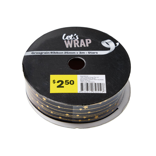 Grosgrain Stars Ribbon Assorted 2.5cm×3m