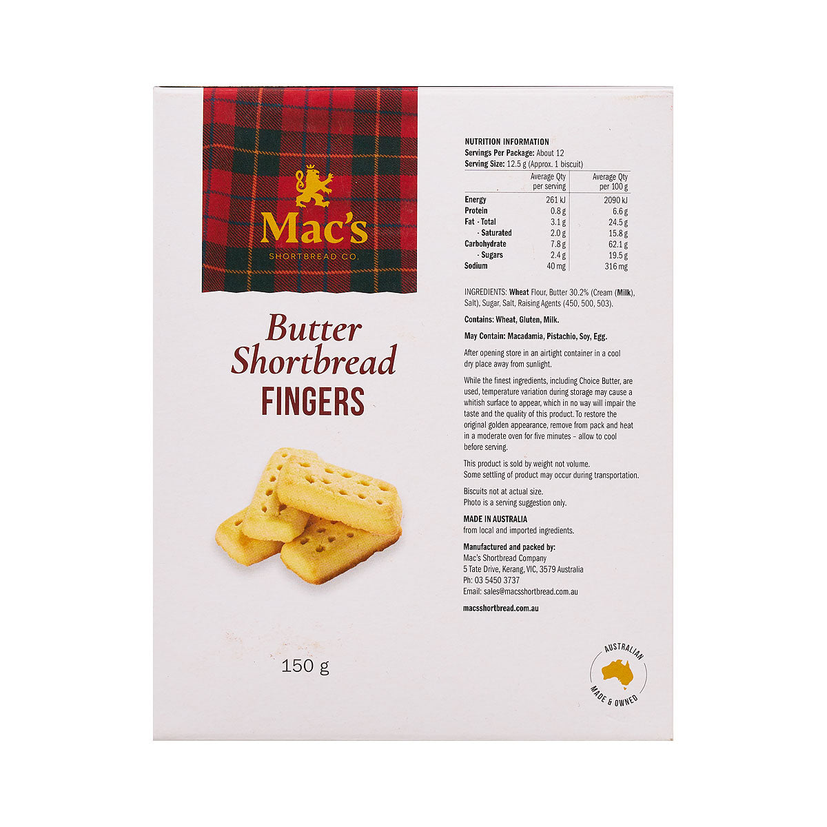 Mac's Shortbread Fingers 150g