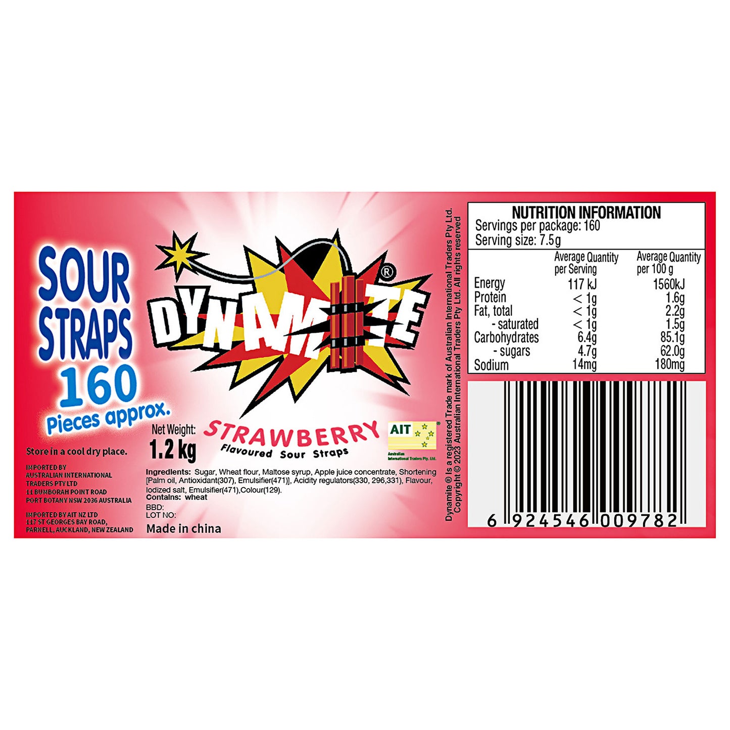 Dynamite Sour Straps Tub Starberry 1.2kg