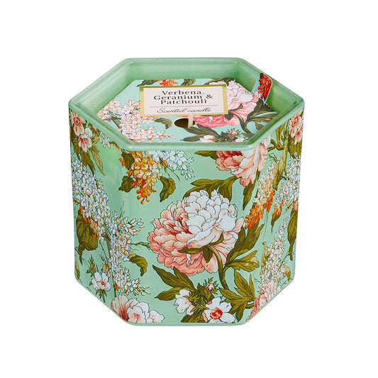 Farmhouse Hex Candle Floral Cream/Beige