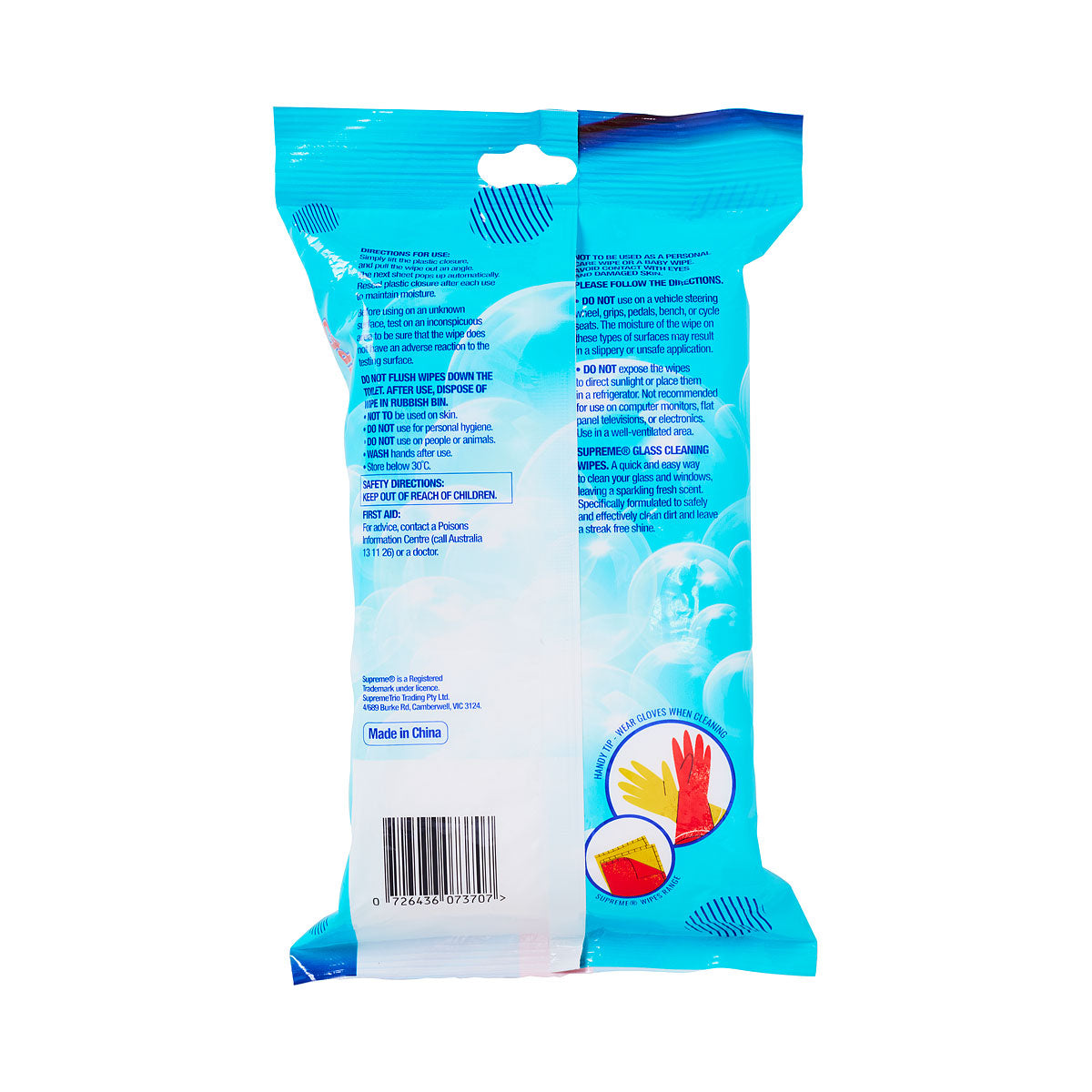 Supreme Glass Cleaning Wipes 60pk