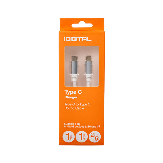 Type-C To Type-C Cable White/black 2a 1m