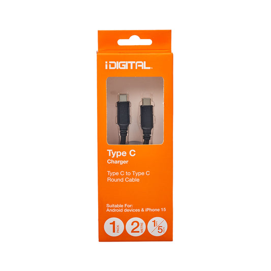 Type-C To Type-C Cable White/Black 1a 2m