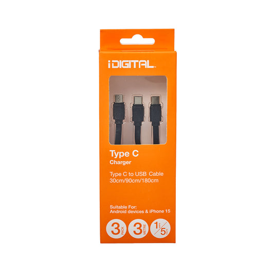 Type-C To Usb Cable 30cm/90cm/180cm 3pk