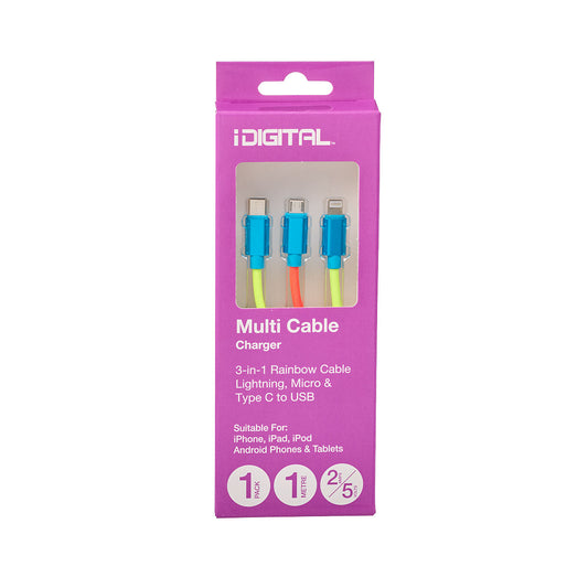 Rainbow 3-in-1 Multi Cable 1m