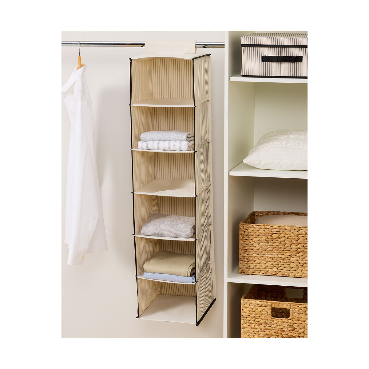 Stripes 6-Shelf Sweater Storage Black