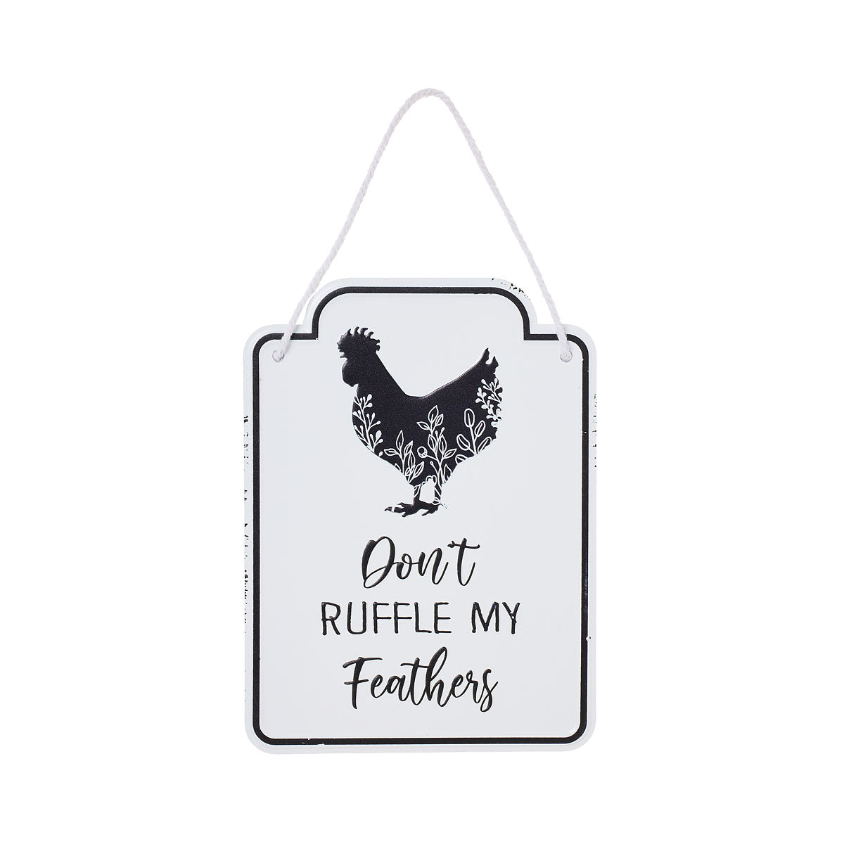 Hanging Tin Plaque Bacon/Feathers