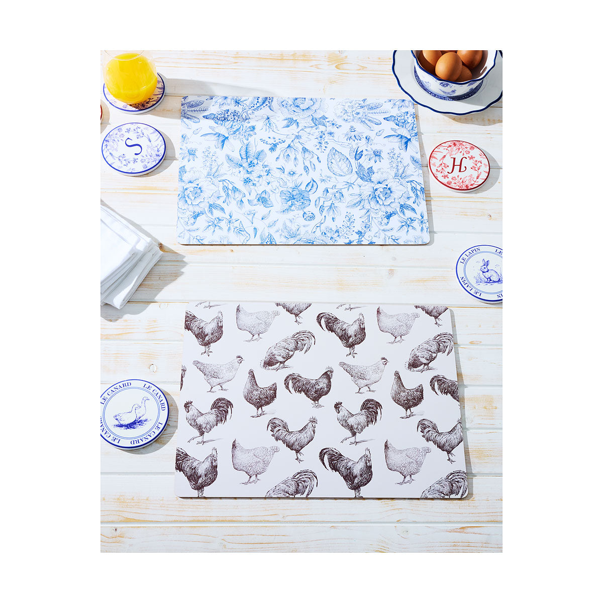 Farm Round Ceramic Coaster Monogram Assorted