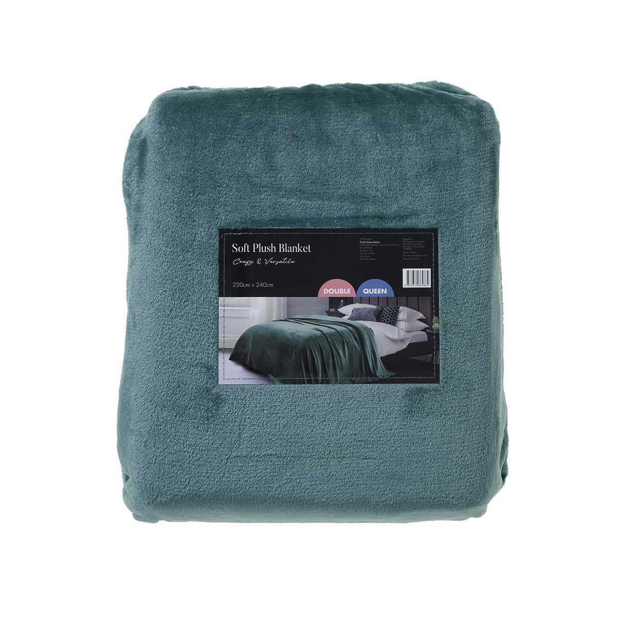 Plush Blanket DB/QB Green/Red 220x240cm