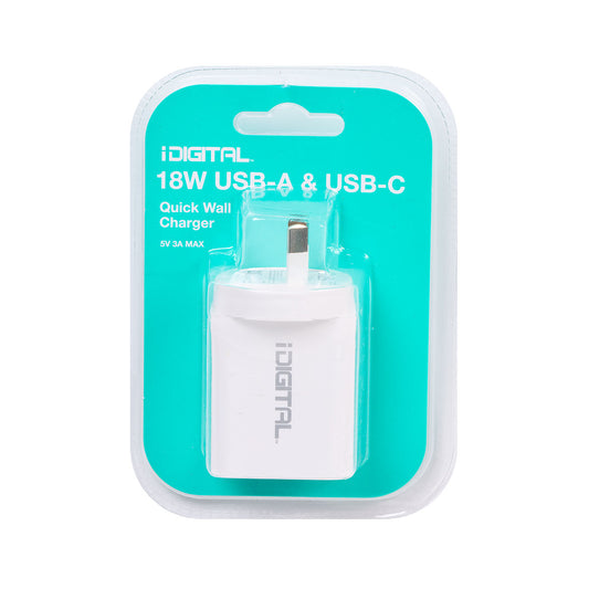 iDigital 18W USB-A/USB-C Wall Charger