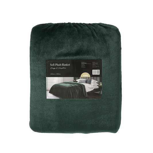 Plush Blanket KB Charcoal/Moss 240x300cm