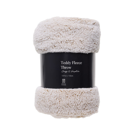 Teddy Fleece Throw Cream 127x152cm