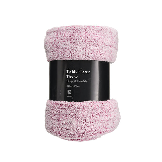 Teddy Fleece Throw Pink 127x152cm