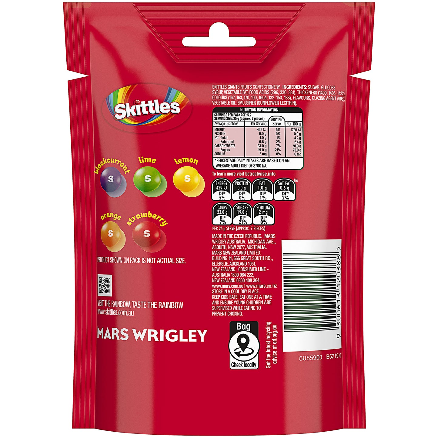 Skittles Giants Fruits 132g