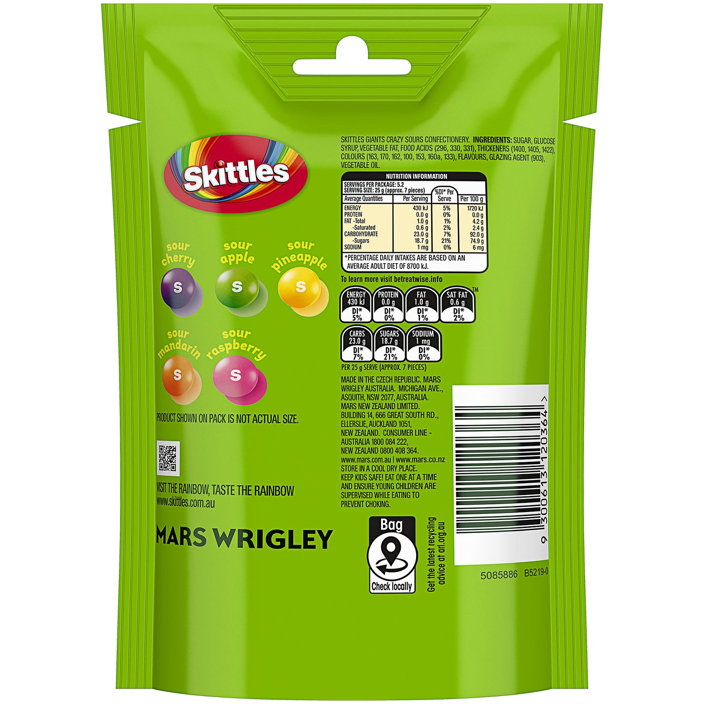 Skittles Giants Sours 132g