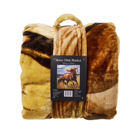 Blanket Mink Print Horses 200x220cm