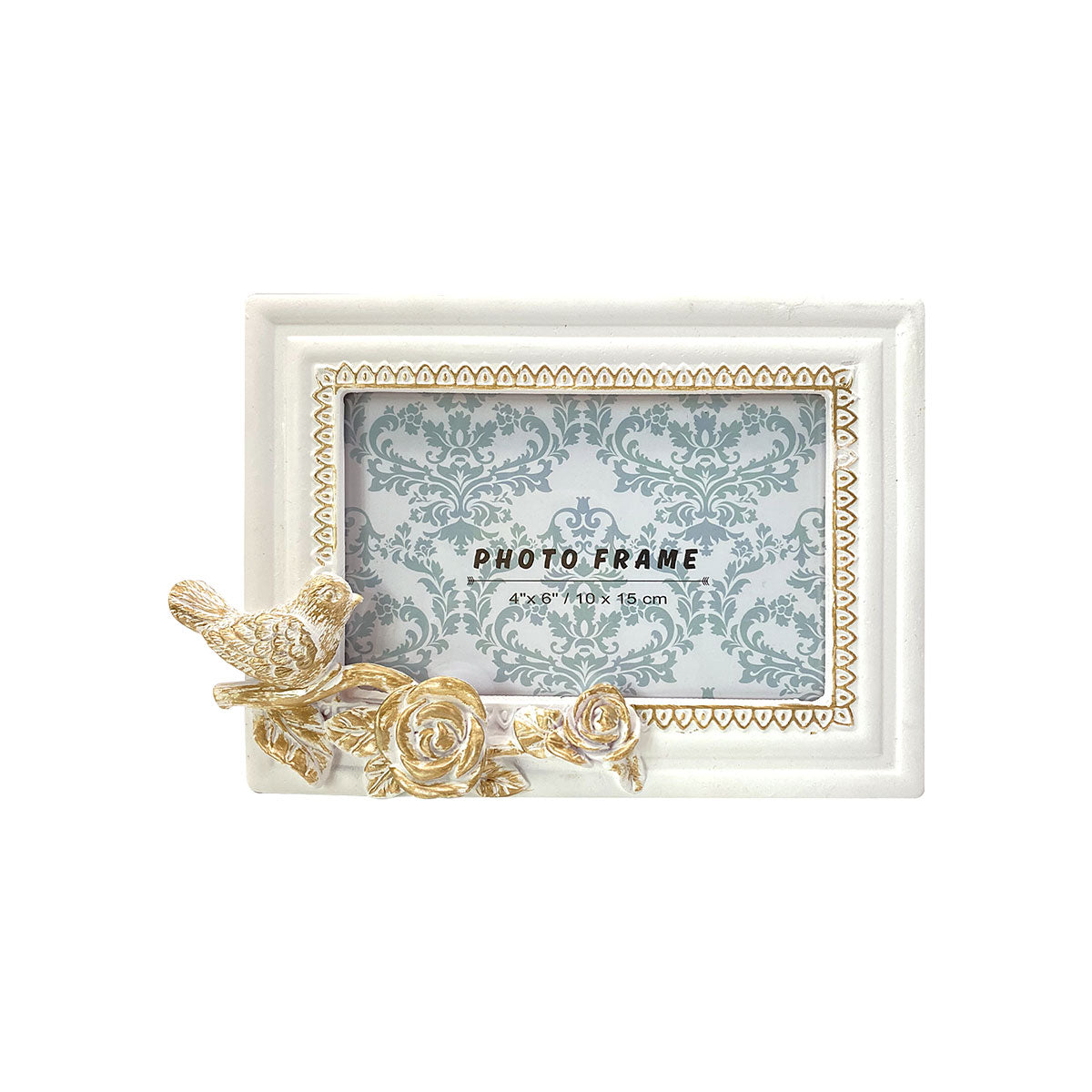Bird Resin Photo Frame 4x6" Pink/White