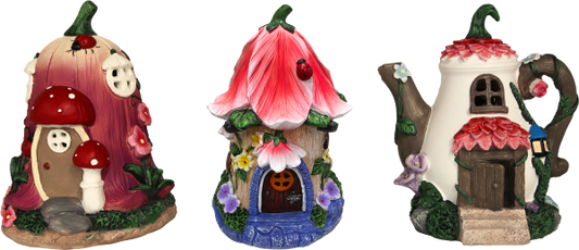 Solar Polyresin Fairy House Light Assorted