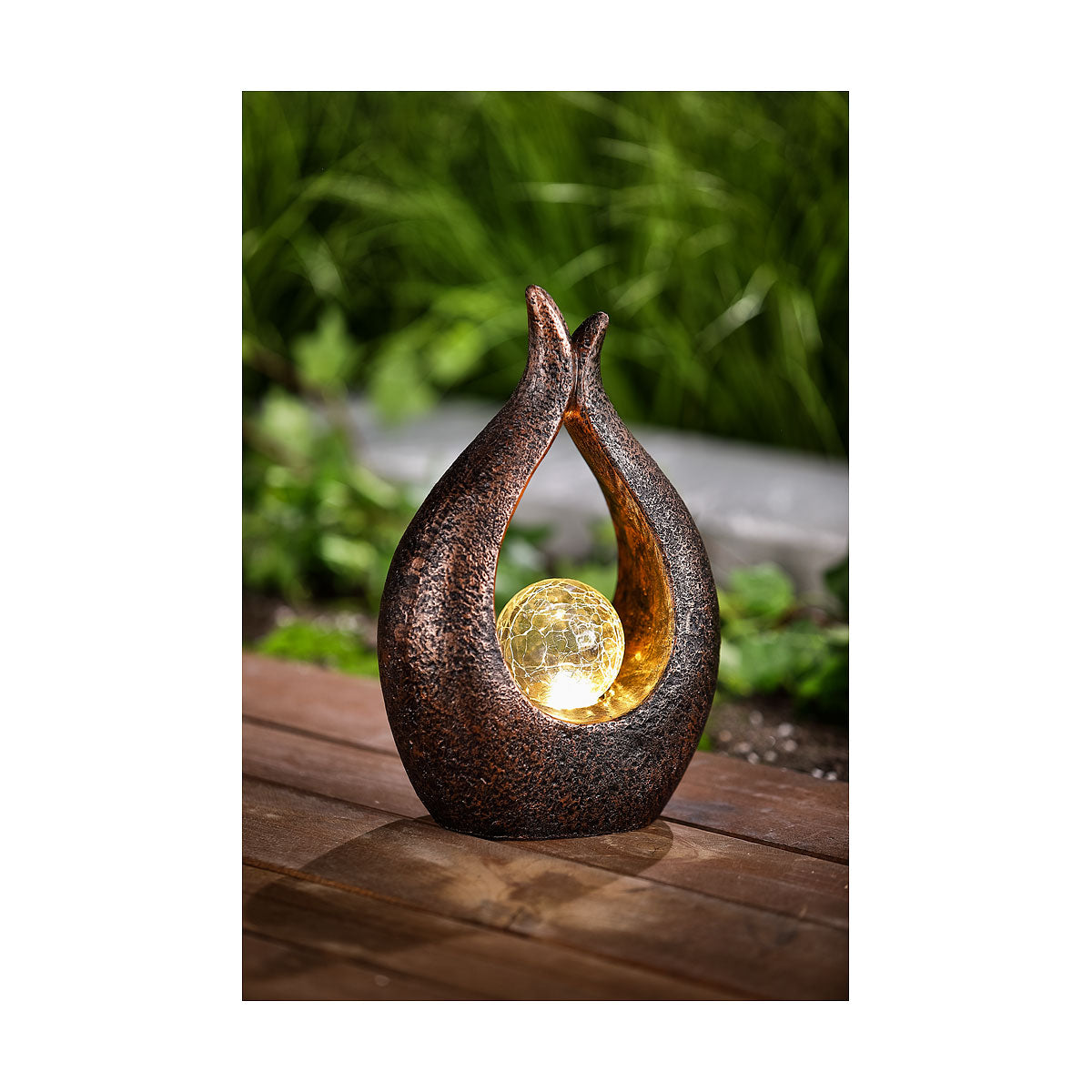 Sculpture With Orb Solar Light