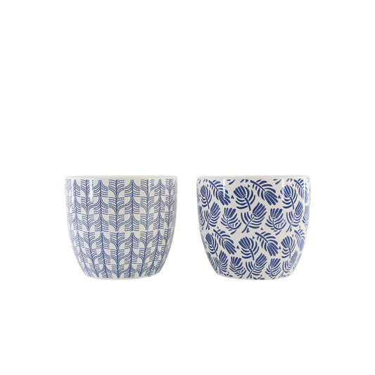 Printed Ceramic Pot Blue Floral 14cm Assorted