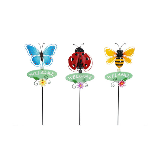 Insect Welcome Metal Garden Stake Assorted