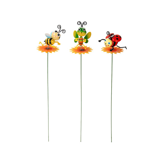 Insect On Flower Plastic Garden Stake Assorted