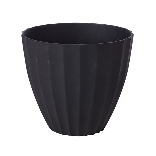 Sand-Look Tapered Plastic Pot Black/White D30cm