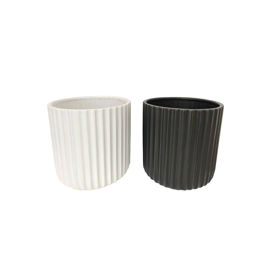 Ribbed Tapered Ceramic Pot 15cm Assorted