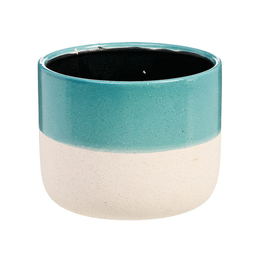 Dip Glaze Tapered Ceramic Pot Blue 19cm