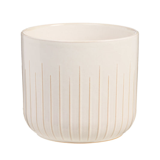 Cylindrical Glazed Ceramic Pot White 20cm