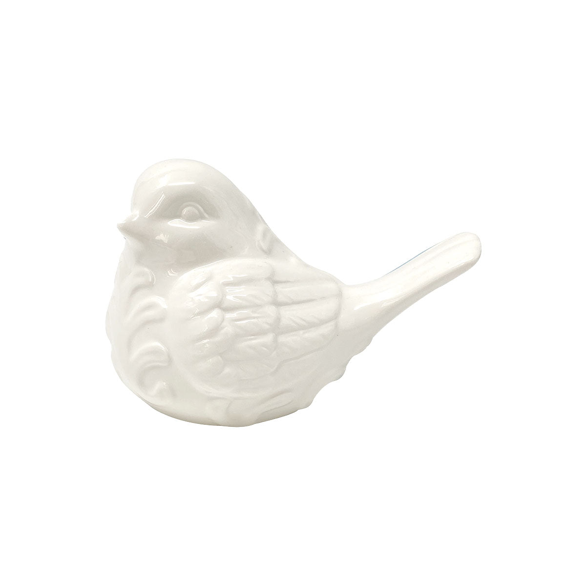 Ceramic Bird Ornament White/Aqua