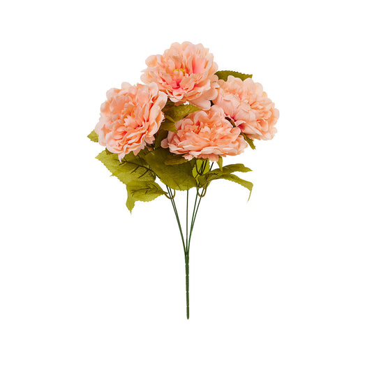 Classical Faux Peony Bunch White/Coral