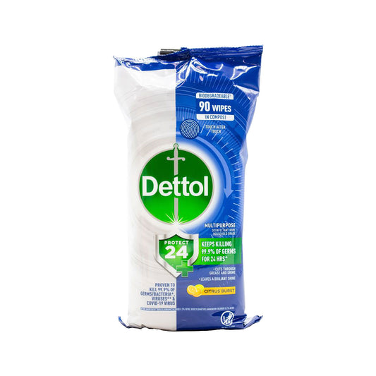Dettol 24 hr Protect Multipurpose Wipes Citrus Burst 90pk