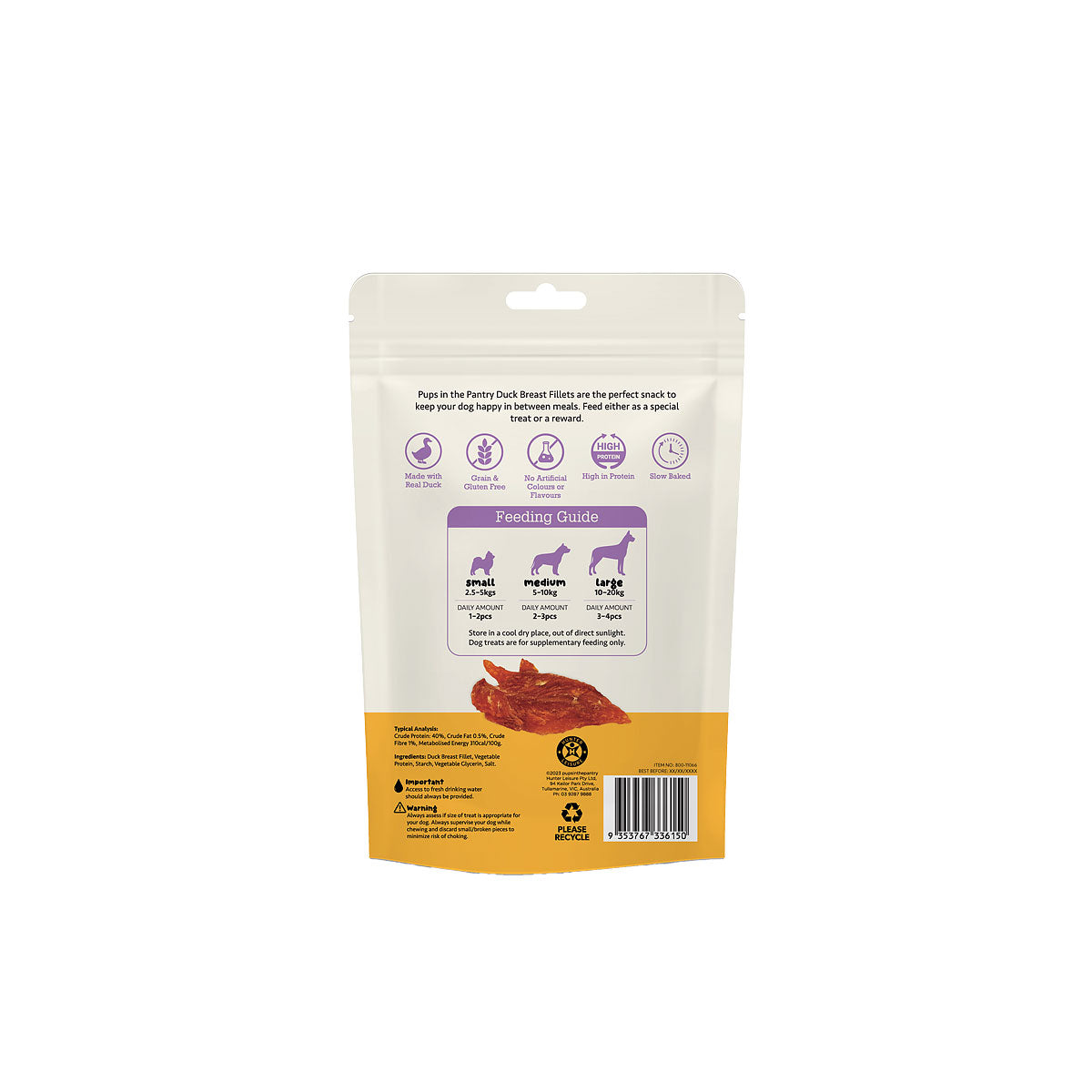 Pups In The Pantry Duck Fillets 100g