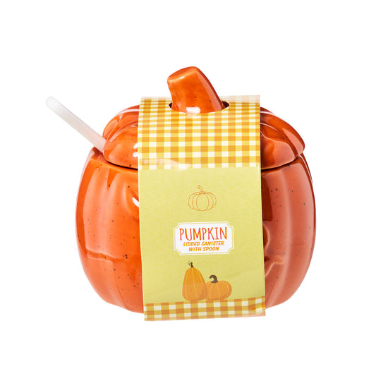 Pumpkin Lidded Canister With Spoon