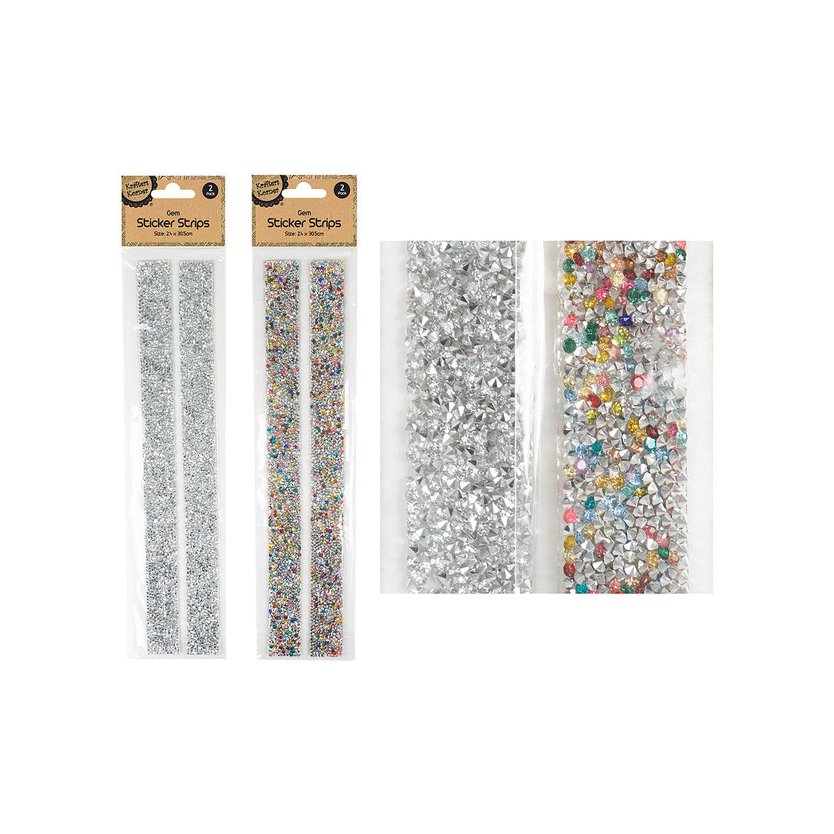 Stickers Gem Strip 2pk Assorted