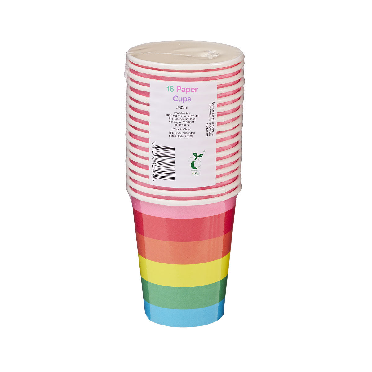 Rainbow Cups 250mL 16pk