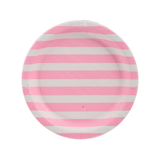 Pink Plate Stripe 23cm 16pk