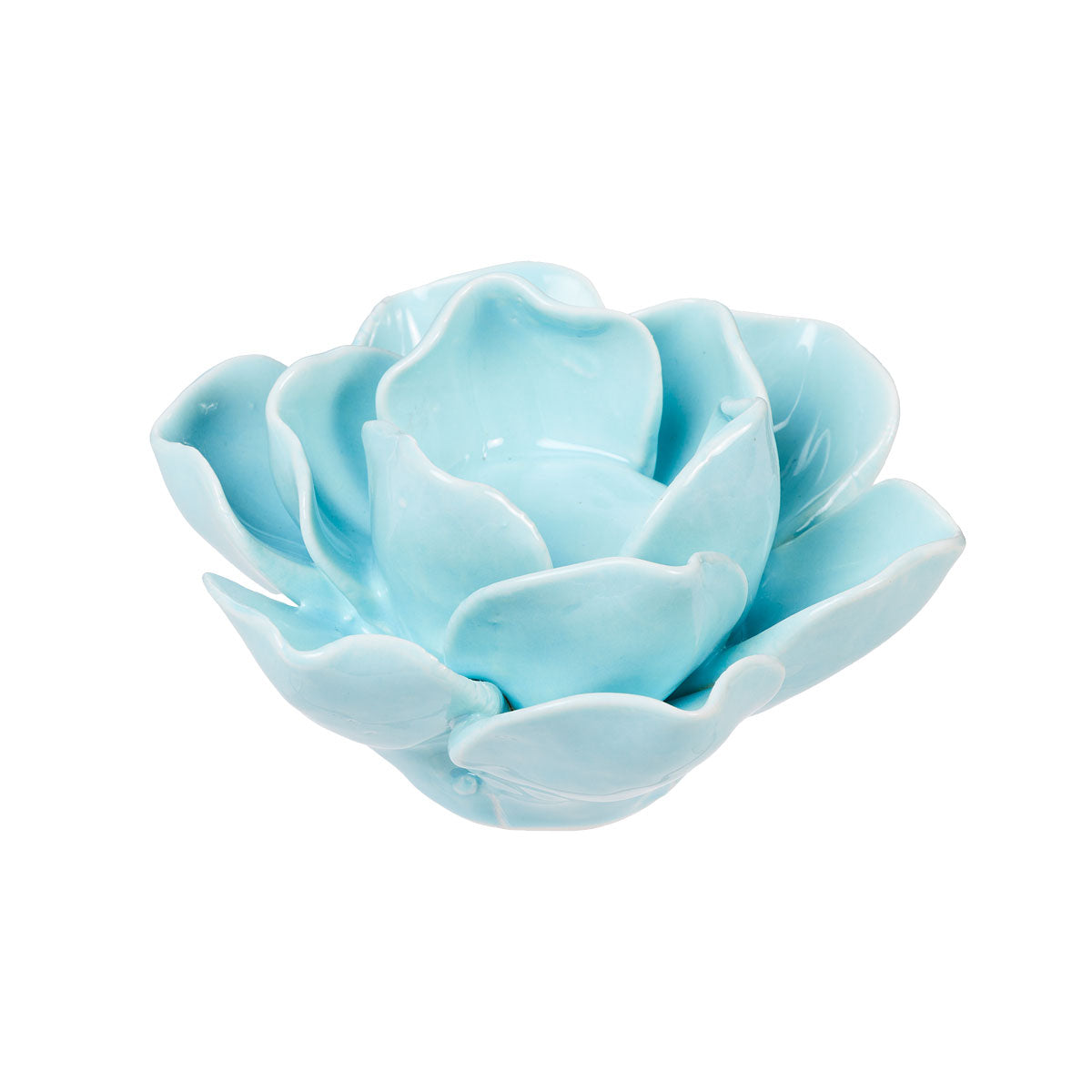 Ceramic Flower Tealight Holder Pink/Aqua
