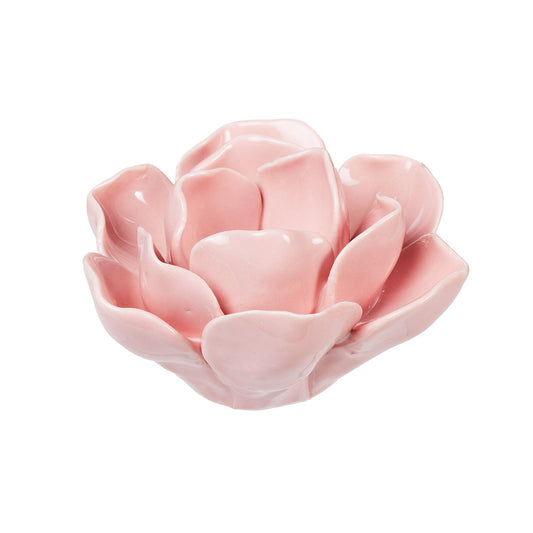 Ceramic Flower Tealight Holder Pink/Aqua