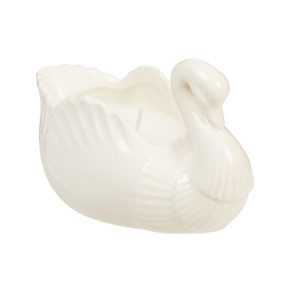 Swan Candle White/Aqua