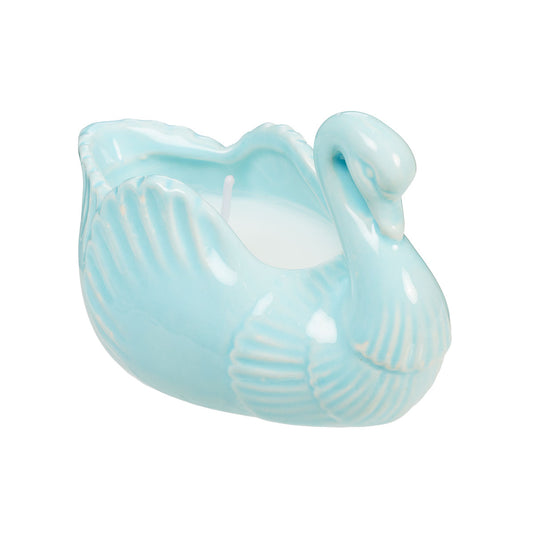 Swan Candle White/Aqua