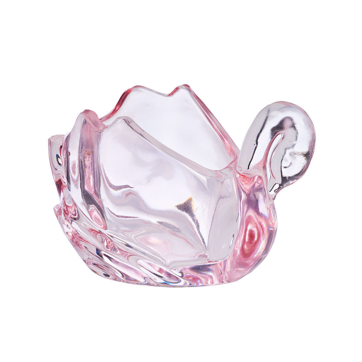 Glass Swan Ornament Clear/Pink