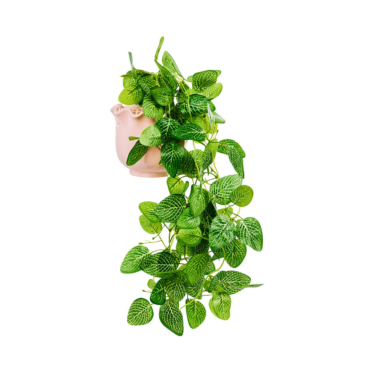 Hanging Faux Greenery In Scallop Pot