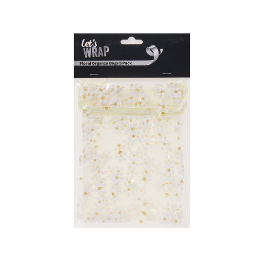 Organza Floral Bags 3pk Assorted