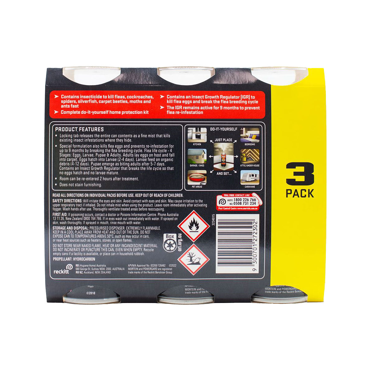 Mortein Powergard Bomb 3pk