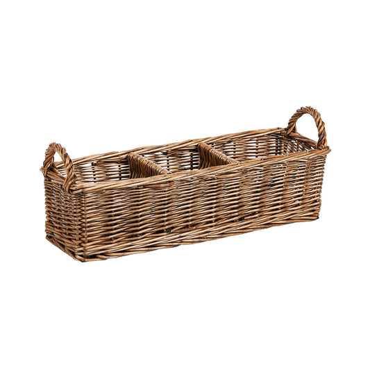 Willow Straw Narrow Basket Sectioned