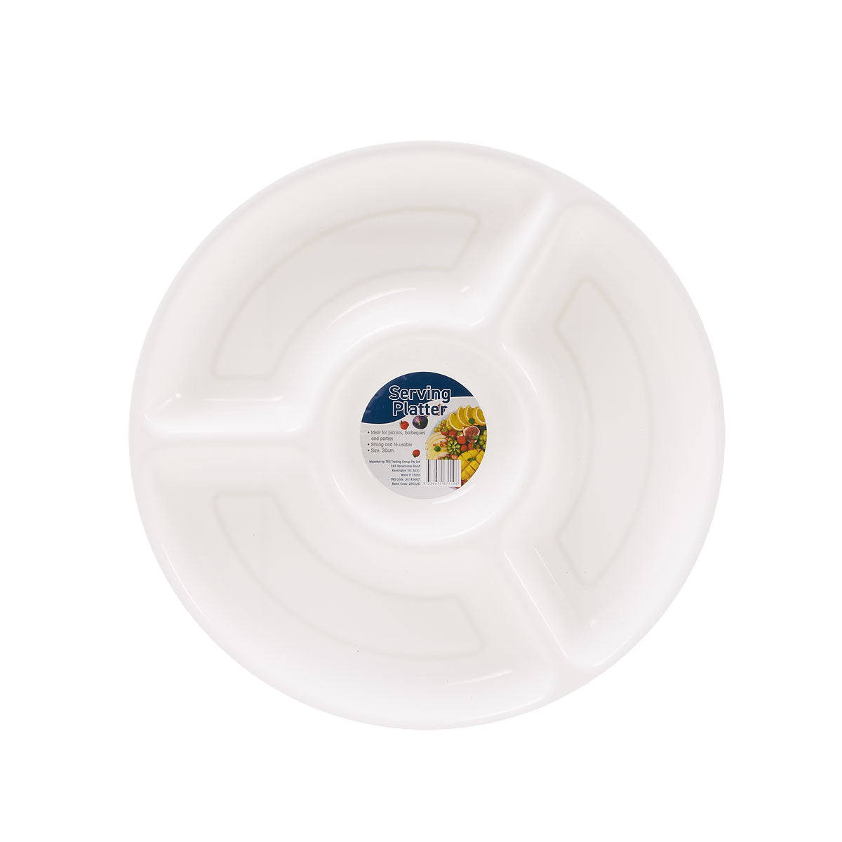 Platter Round 4 Compartment White 30cm