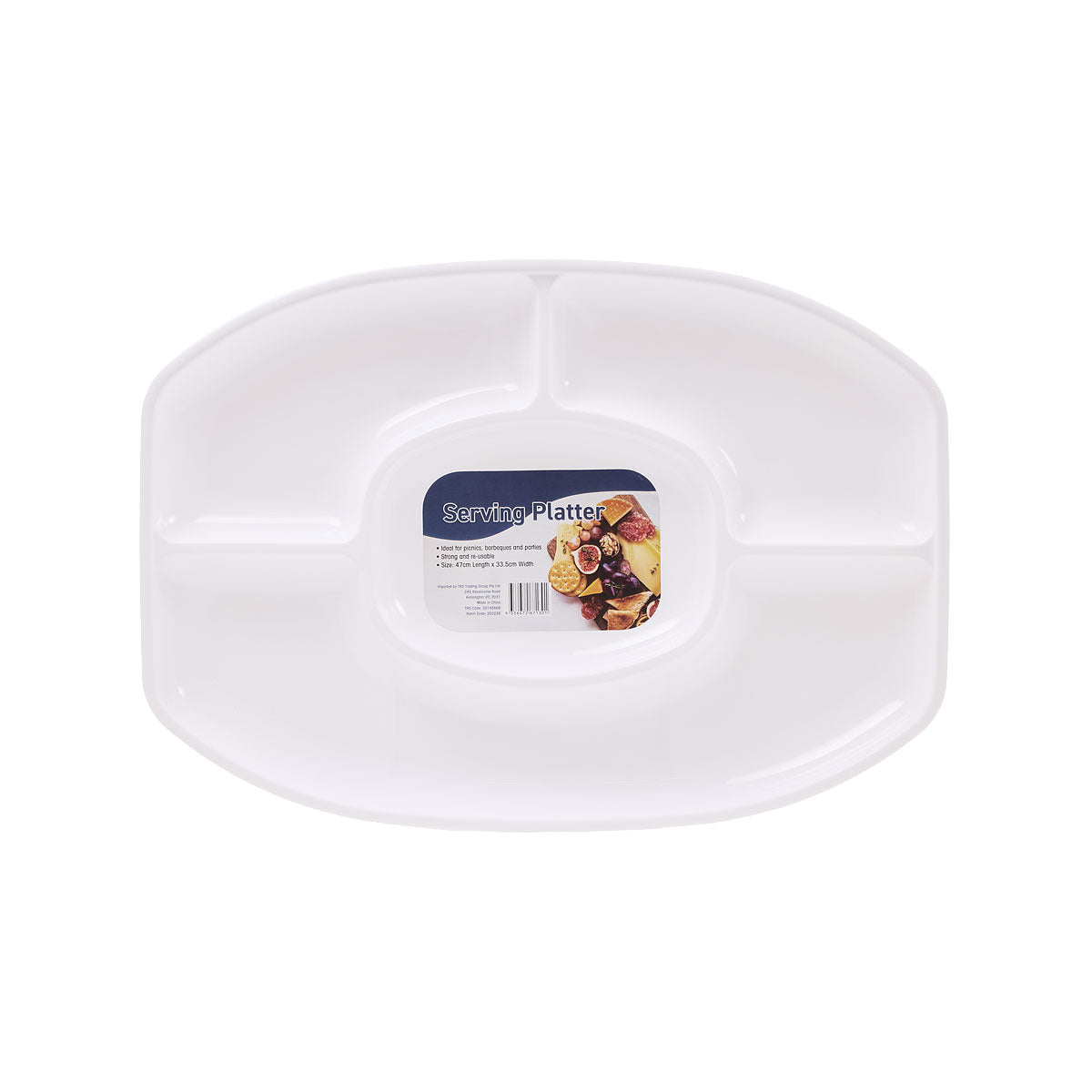Platter Oval 4 Compartment White 47cm