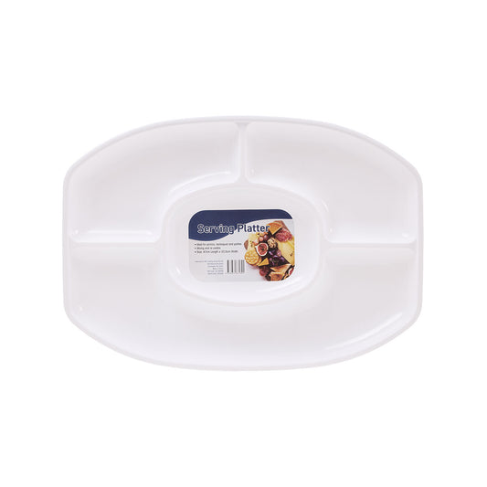 Platter Oval 4 Compartment White 47cm